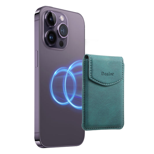 Denior V12 MagSafe Magnetic Phone PU Card Sleeve(Blue) - Adhesive Card Holders by Denior | Online Shopping UK | buy2fix