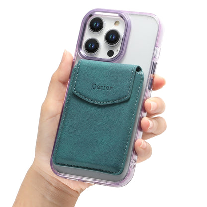 Denior V12 MagSafe Magnetic Phone PU Card Sleeve(Blue) - Adhesive Card Holders by Denior | Online Shopping UK | buy2fix