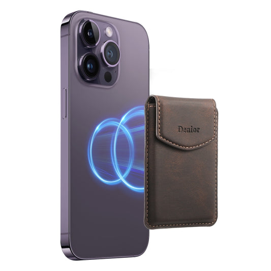 Denior V12 MagSafe Magnetic Phone PU Card Sleeve(Brown) - Adhesive Card Holders by Denior | Online Shopping UK | buy2fix