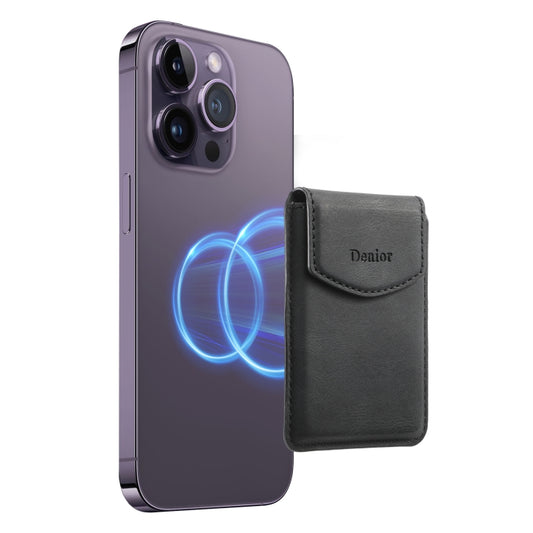 Denior V12 MagSafe Magnetic Phone PU Card Sleeve(Black) - Adhesive Card Holders by Denior | Online Shopping UK | buy2fix