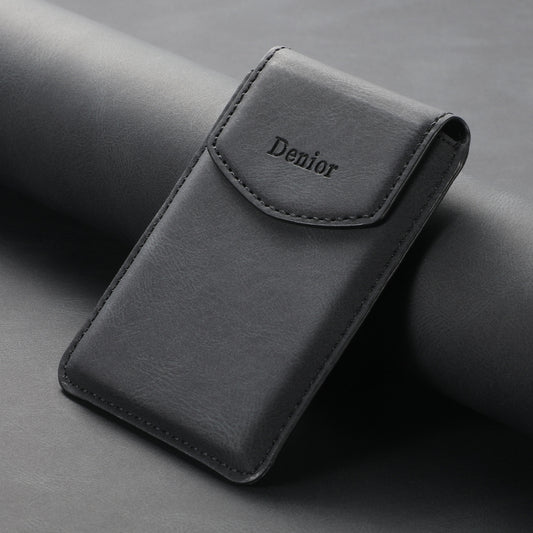 Denior V12 MagSafe Magnetic Phone PU Card Sleeve(Black) - Adhesive Card Holders by Denior | Online Shopping UK | buy2fix