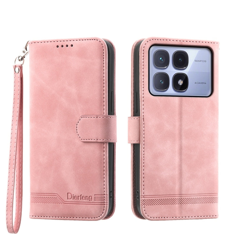 For Redmi K70 Ultra Dierfeng Dream Line TPU Hybrid PU Leather Phone Case(Pink) - Xiaomi Cases by buy2fix | Online Shopping UK | buy2fix