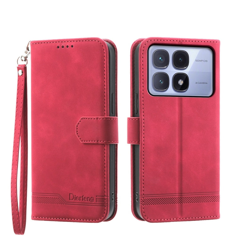 For Redmi K70 Ultra Dierfeng Dream Line TPU Hybrid PU Leather Phone Case(Red) - Xiaomi Cases by buy2fix | Online Shopping UK | buy2fix