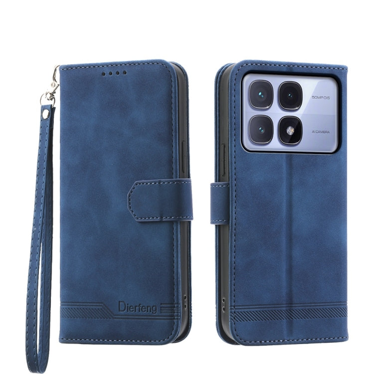 For Redmi K70 Ultra Dierfeng Dream Line TPU Hybrid PU Leather Phone Case(Blue) - Xiaomi Cases by buy2fix | Online Shopping UK | buy2fix