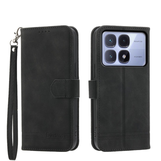 For Redmi K70 Ultra Dierfeng Dream Line TPU Hybrid PU Leather Phone Case(Black) - Xiaomi Cases by buy2fix | Online Shopping UK | buy2fix