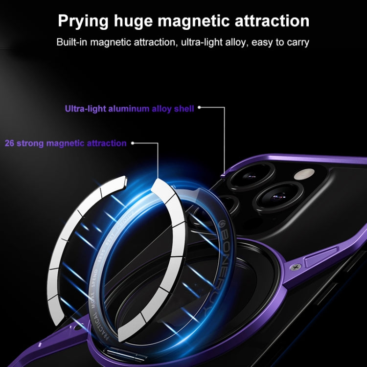 For iPhone 16 Pro Frameless Rotation Holder Magsafe Metal Phone Case(Space Gray) by buy2fix