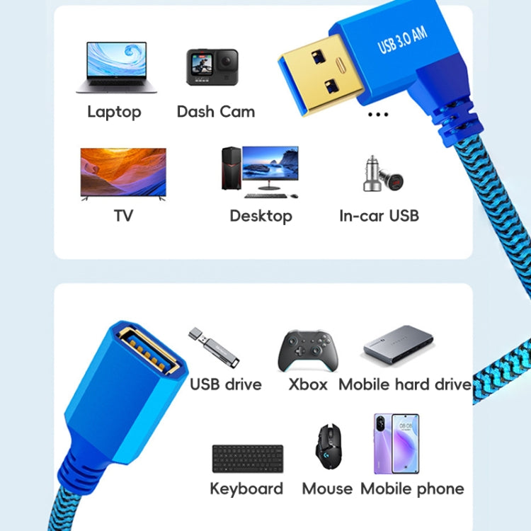 USB 3.0 Female To USB 3.0 Male Side Elbow Extension Cable for USB Disk Mouse / Keyboard / Printer, Length:1m(Left Elbow) by buy2fix