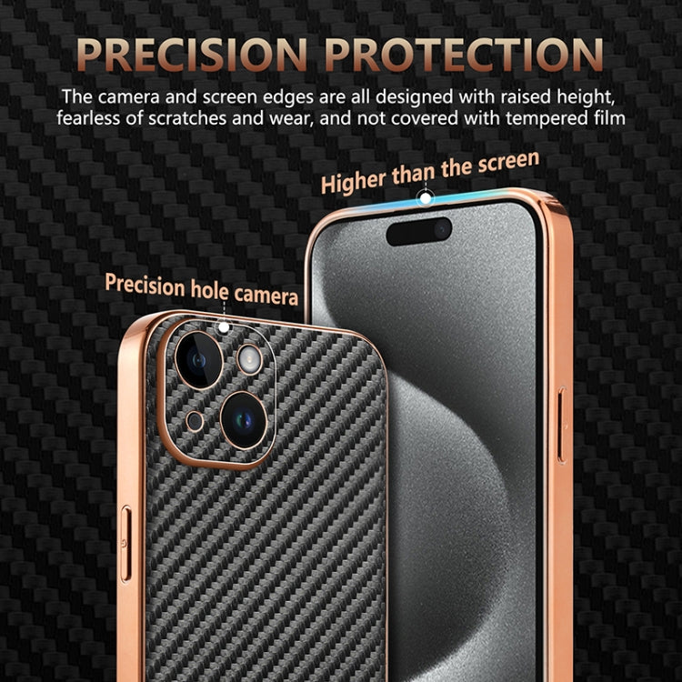 For iPhone 15 AZNS Electroplated Edge Carbon Fiber Texture Phone Case(Green) - iPhone 15 Cases by AZNS | Online Shopping UK | buy2fix