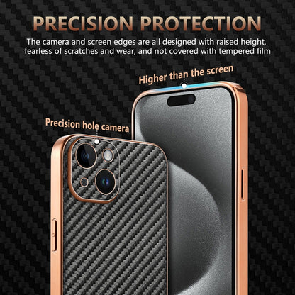 For iPhone 15 AZNS Electroplated Edge Carbon Fiber Texture Phone Case(Green) - iPhone 15 Cases by AZNS | Online Shopping UK | buy2fix