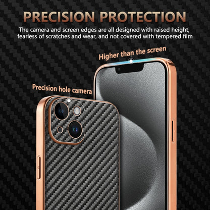 For iPhone 14 AZNS Electroplated Edge Carbon Fiber Texture Phone Case(Black) - iPhone 14 Cases by AZNS | Online Shopping UK | buy2fix