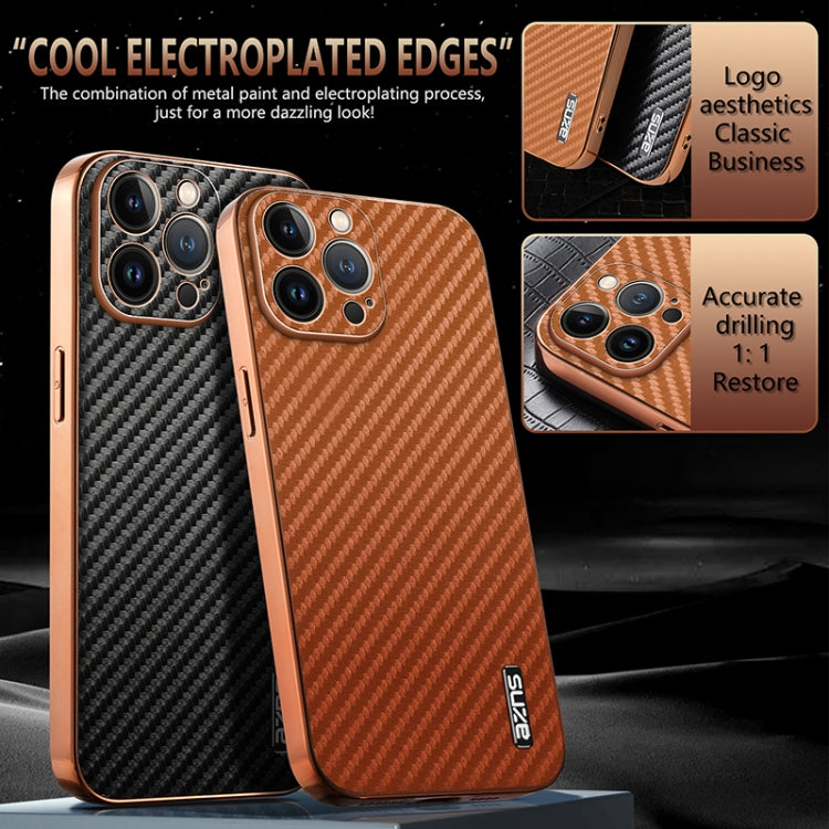 For iPhone 13 Pro AZNS Electroplated Edge Carbon Fiber Texture Phone Case(Blue) - iPhone 13 Pro Cases by AZNS | Online Shopping UK | buy2fix