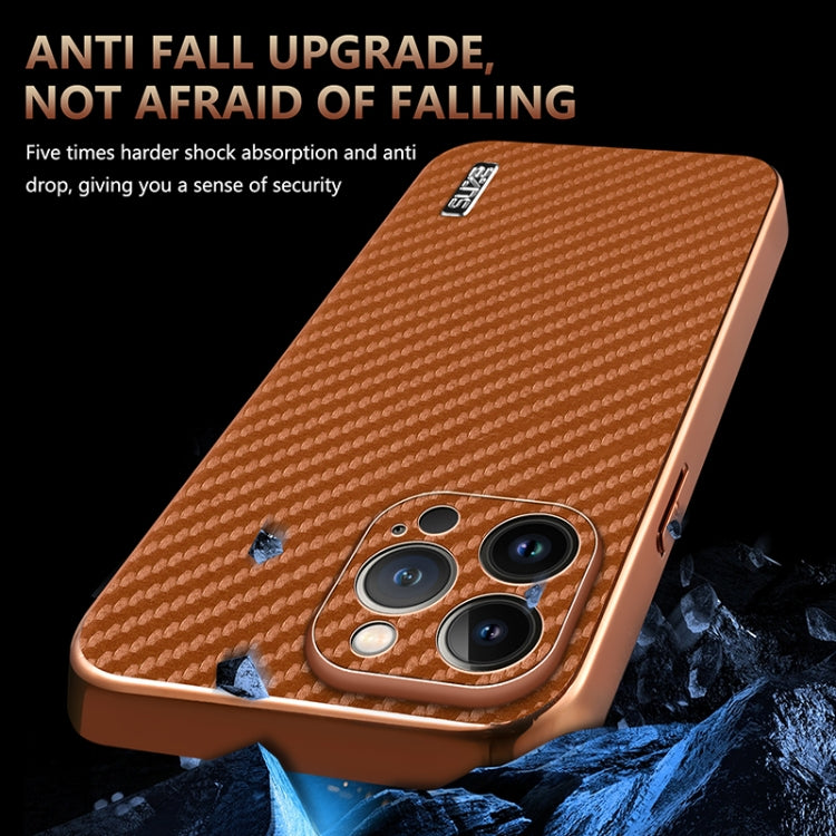 For iPhone 13 Pro AZNS Electroplated Edge Carbon Fiber Texture Phone Case(Blue) - iPhone 13 Pro Cases by AZNS | Online Shopping UK | buy2fix