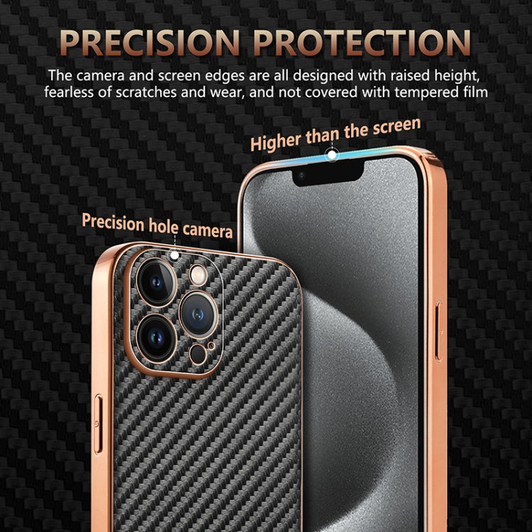 For iPhone 13 Pro AZNS Electroplated Edge Carbon Fiber Texture Phone Case(Blue) - iPhone 13 Pro Cases by AZNS | Online Shopping UK | buy2fix