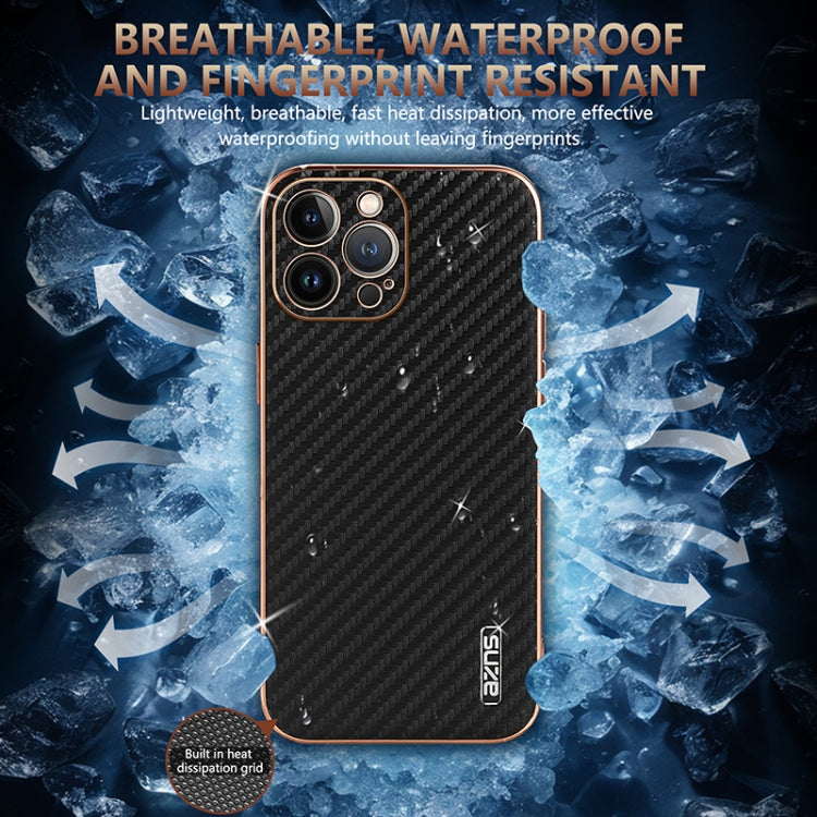 For iPhone 13 Pro AZNS Electroplated Edge Carbon Fiber Texture Phone Case(Blue) - iPhone 13 Pro Cases by AZNS | Online Shopping UK | buy2fix