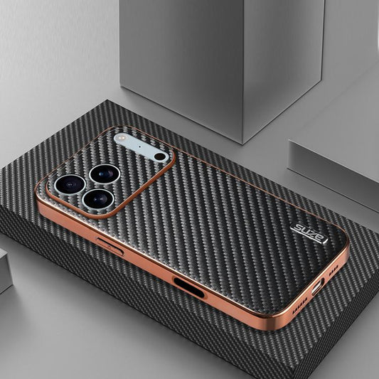 For iPhone 17 Pro Max AZNS Electroplated Edge Carbon Fiber Texture Phone Case(Black) - iPhone 17 Pro Max Cases by AZNS | Online Shopping UK | buy2fix