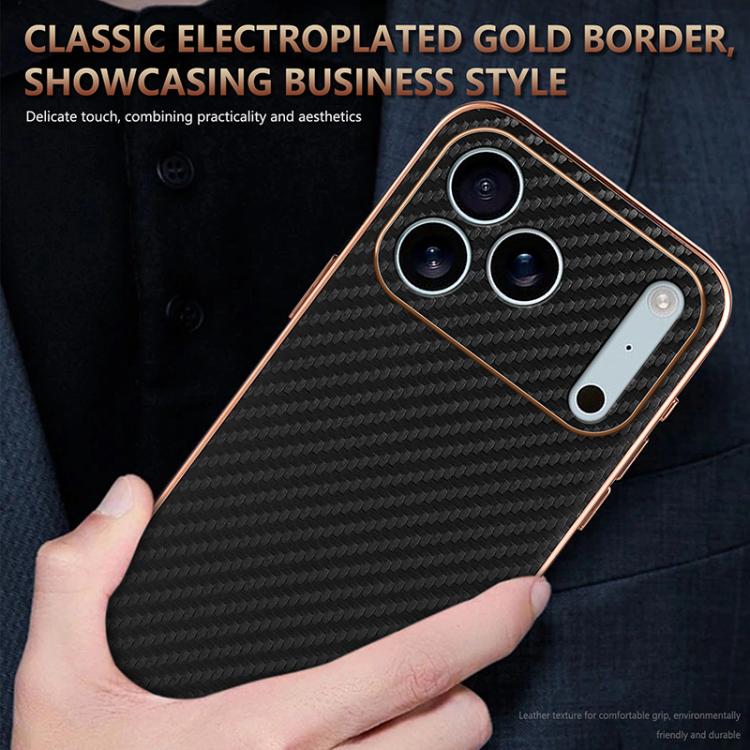 For iPhone 17 Pro AZNS Electroplated Edge Carbon Fiber Texture Phone Case(Brown) - iPhone 17 Pro Cases by AZNS | Online Shopping UK | buy2fix