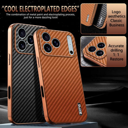 For iPhone 17 Pro AZNS Electroplated Edge Carbon Fiber Texture Phone Case(Blue) - iPhone 17 Pro Cases by AZNS | Online Shopping UK | buy2fix
