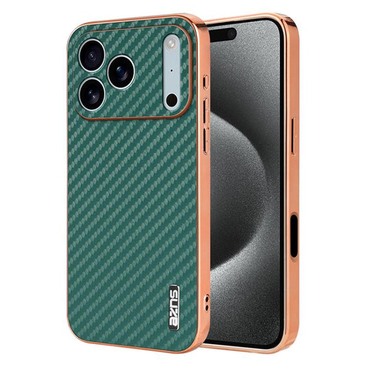 For iPhone 17 Pro AZNS Electroplated Edge Carbon Fiber Texture Phone Case(Green) - iPhone 17 Pro Cases by AZNS | Online Shopping UK | buy2fix