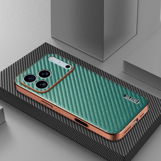 For iPhone 17 Pro AZNS Electroplated Edge Carbon Fiber Texture Phone Case(Green) - iPhone 17 Pro Cases by AZNS | Online Shopping UK | buy2fix