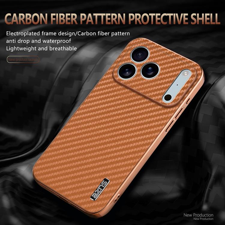 For iPhone 17 Pro AZNS Electroplated Edge Carbon Fiber Texture Phone Case(Green) - iPhone 17 Pro Cases by AZNS | Online Shopping UK | buy2fix