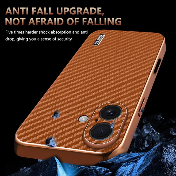 For iPhone 17 AZNS Electroplated Edge Carbon Fiber Texture Phone Case(Black) - iPhone 17 Cases by AZNS | Online Shopping UK | buy2fix