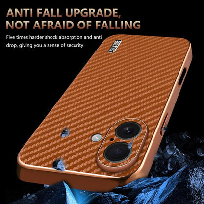 For iPhone 17 AZNS Electroplated Edge Carbon Fiber Texture Phone Case(Black) - iPhone 17 Cases by AZNS | Online Shopping UK | buy2fix