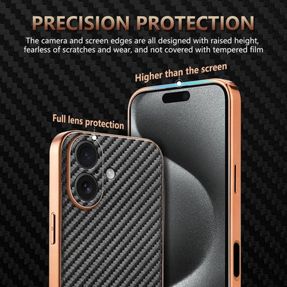 For iPhone 17 AZNS Electroplated Edge Carbon Fiber Texture Phone Case(Black) - iPhone 17 Cases by AZNS | Online Shopping UK | buy2fix