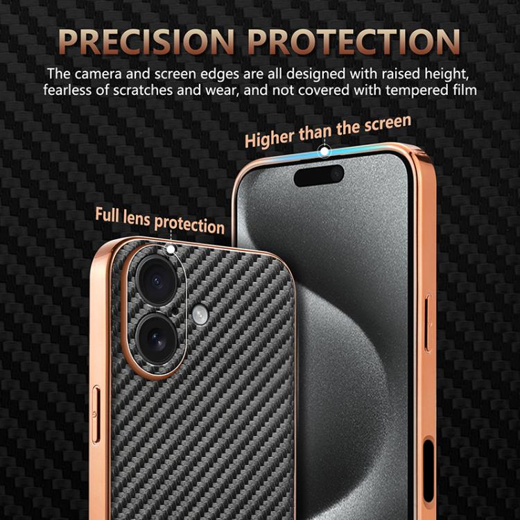 For iPhone 17 AZNS Electroplated Edge Carbon Fiber Texture Phone Case(Blue) - iPhone 17 Cases by AZNS | Online Shopping UK | buy2fix