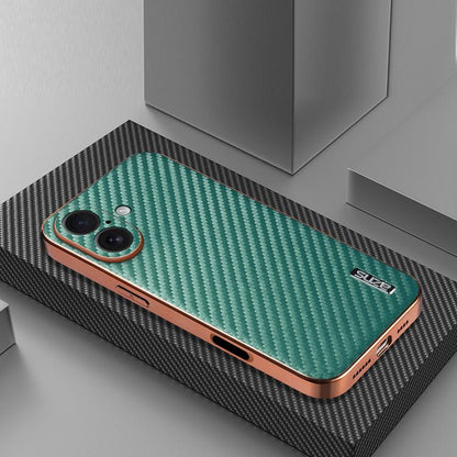 For iPhone 17 AZNS Electroplated Edge Carbon Fiber Texture Phone Case(Green) - iPhone 17 Cases by AZNS | Online Shopping UK | buy2fix