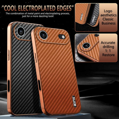 For iPhone 17 Air AZNS Electroplated Edge Carbon Fiber Texture Phone Case(Blue) - iPhone 17 Air Cases by AZNS | Online Shopping UK | buy2fix