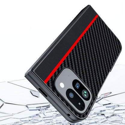 For Google Pixel 9 Pro Fold Ultra-thin Carbon Fiber Texture Printing Phone Case(Black Red) by buy2fix