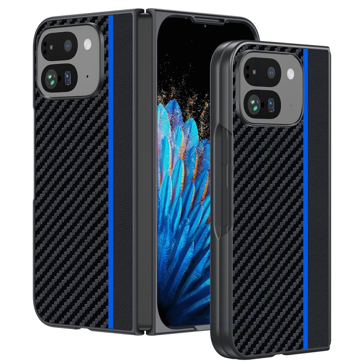 For Google Pixel 9 Pro Fold Ultra-thin Carbon Fiber Texture Printing Phone Case(Black Blue) by buy2fix