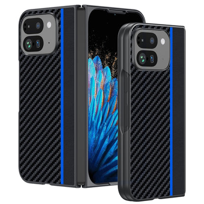 For Google Pixel 9 Pro Fold Ultra-thin Carbon Fiber Texture Printing Phone Case(Black Blue) by buy2fix