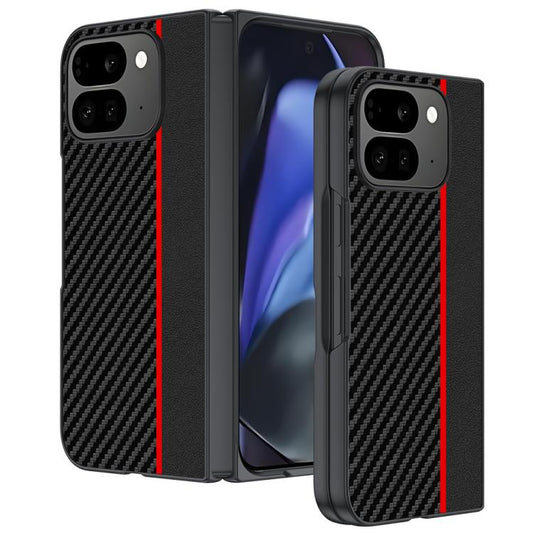 For Google Pixel 10 Pro Fold Ultra-thin Carbon Fiber Texture Printing Phone Case(Black Red) - Google Cases by buy2fix | Online Shopping UK | buy2fix