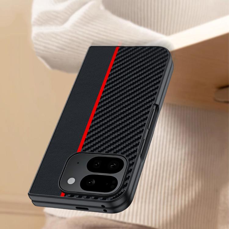 For Google Pixel 10 Pro Fold Ultra-thin Carbon Fiber Texture Printing Phone Case(Black Yellow) - Google Cases by buy2fix | Online Shopping UK | buy2fix