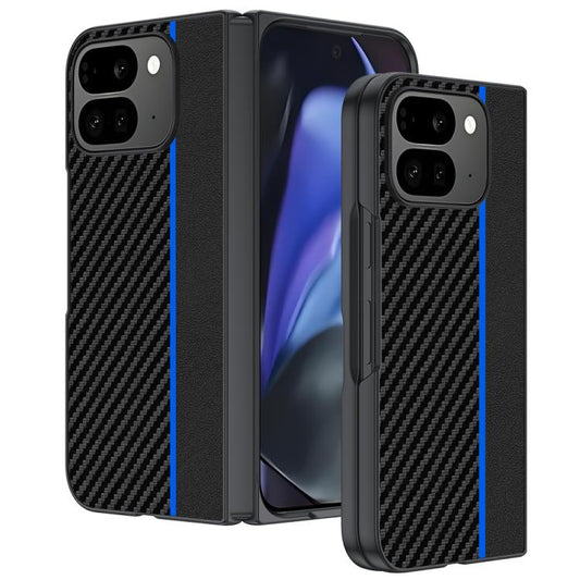 For Google Pixel 10 Pro Fold Ultra-thin Carbon Fiber Texture Printing Phone Case(Black Blue) - Google Cases by buy2fix | Online Shopping UK | buy2fix