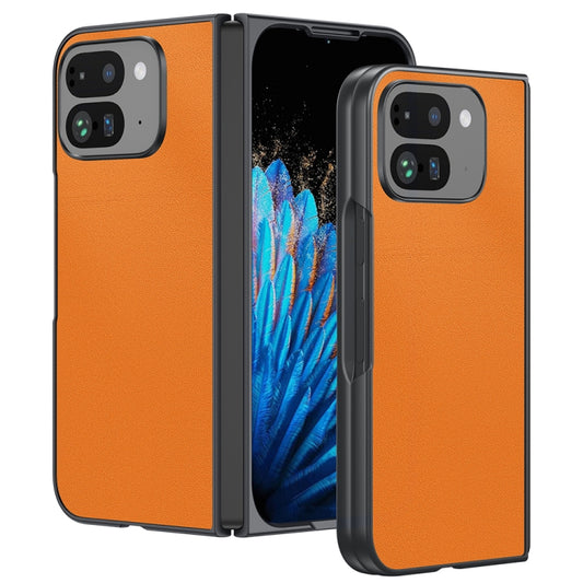 For Google Pixel 9 Pro Fold Ultra-thin Plain Skin Leather Phone Case(Orange) by buy2fix