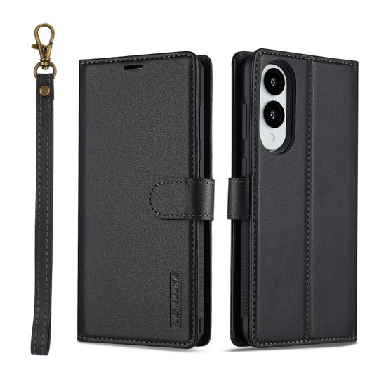 For Samsung Galaxy S25 Edge 5G LC.IMEEKE L2 Series Detachable Magsafe PU Phone Case with Lanyard(Black)