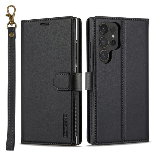 For Samsung Galaxy S26 Ultra 5G LC.IMEEKE L2 Series Detachable Magsafe PU Phone Case with Lanyard(Black)