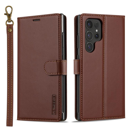 For Samsung Galaxy S26 Ultra 5G LC.IMEEKE L2 Series Detachable Magsafe PU Phone Case with Lanyard(Brown)