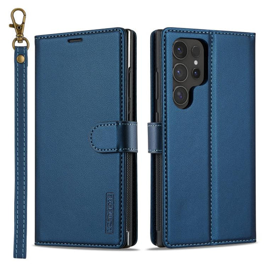 For Samsung Galaxy S26 Ultra 5G LC.IMEEKE L2 Series Detachable Magsafe PU Phone Case with Lanyard(Blue)