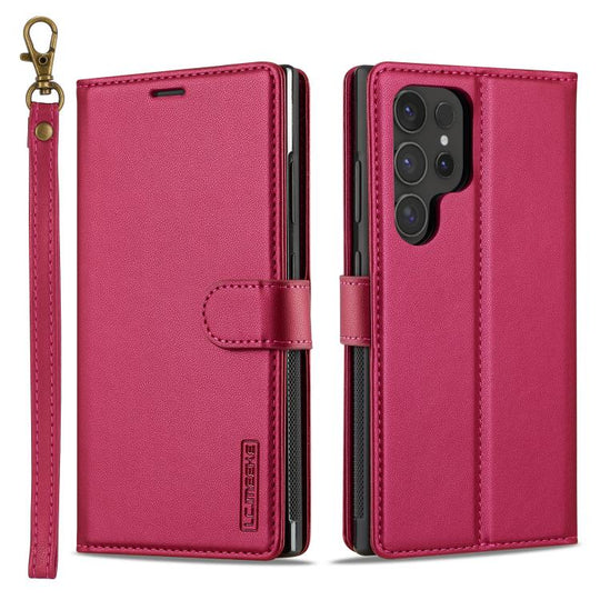 For Samsung Galaxy S26 Ultra 5G LC.IMEEKE L2 Series Detachable Magsafe PU Phone Case with Lanyard(Red)
