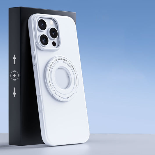 For iPhone 16 Pro Max Matte Magsafe Magnetic Phone Case with Trolley Holder(White) by buy2fix