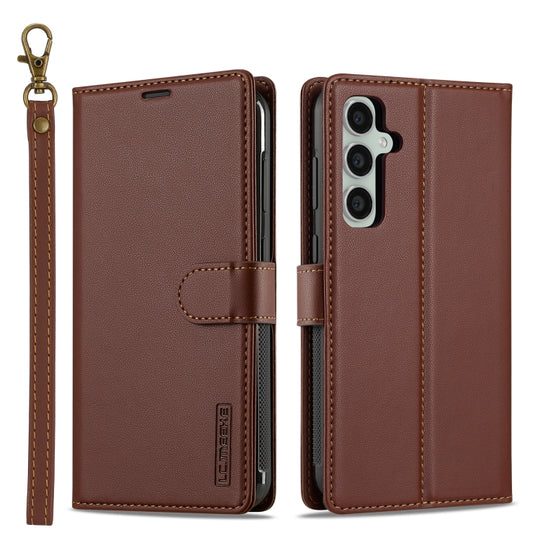 For Samsung Galaxy A15 4G / A15 5G LC.IMEEKE L2 Series Detachable Magsafe PU Phone Case with Lanyard(Brown)