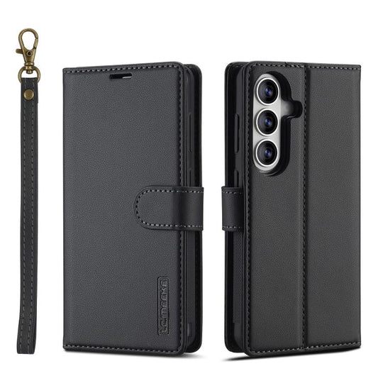 For Samsung Galaxy A37 5G LC.IMEEKE L2 Series Detachable Magsafe PU Phone Case with Lanyard(Black)