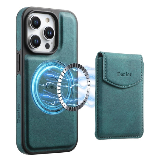 For iPhone 15 Pro Denior D19 Skin Feel MagSafe Detachable Card Slot Phone Case(Blue)