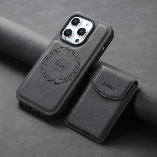For iPhone 15 Pro Denior D19 Skin Feel MagSafe Detachable Card Slot Phone Case(Black) - iPhone 15 Pro Cases by Denior | Online Shopping UK | buy2fix