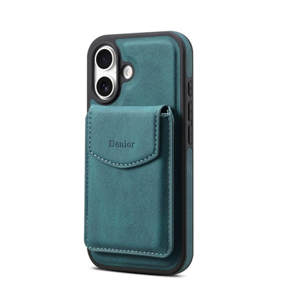 For iPhone 16 Plus Denior D20 Skin Feel MagSafe Holder Detachable Card Slot Phone Case(Blue) - iPhone 16 Plus Cases by Denior | Online Shopping UK | buy2fix