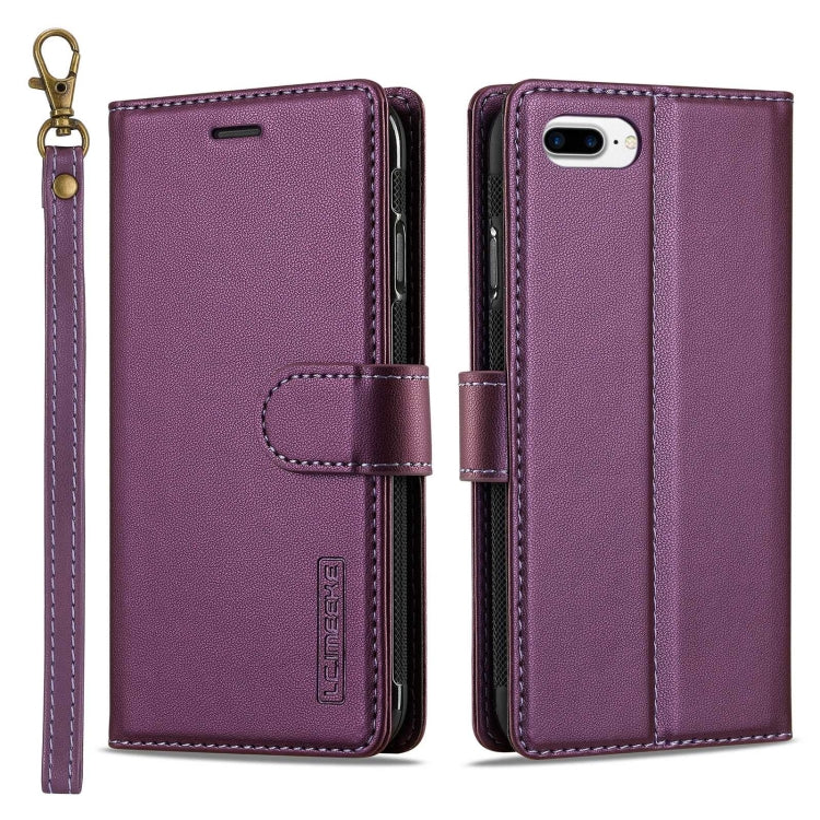 For iPhone 7 Plus / 8 Plus LC.IMEEKE L2 Series Detachable Magsafe PU Phone Case with Lanyard(Purple) - More iPhone Cases by LC.IMEEKE | Online Shopping UK | buy2fix