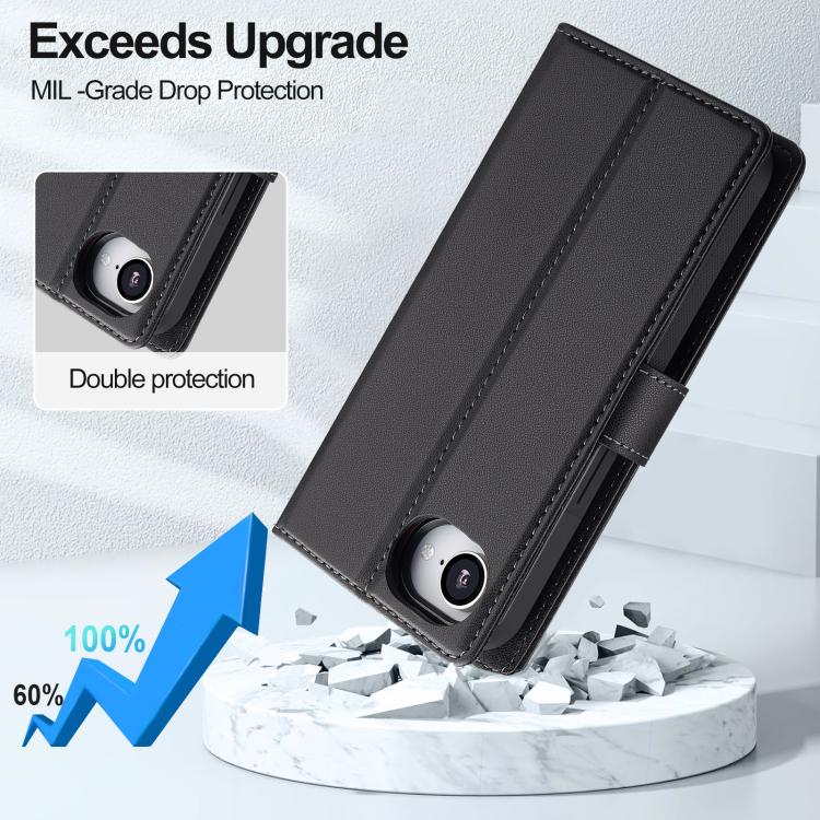 For iPhone 16e LC.IMEEKE L2 Series Detachable Magsafe PU Phone Case with Lanyard(Black) - iPhone 16e Cases by LC.IMEEKE | Online Shopping UK | buy2fix